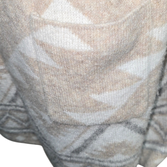 Frye Aztec Cardigan Sweater XL Beige Boho Open Front Tribal Southwestern Cozy - Picture 3 of 7